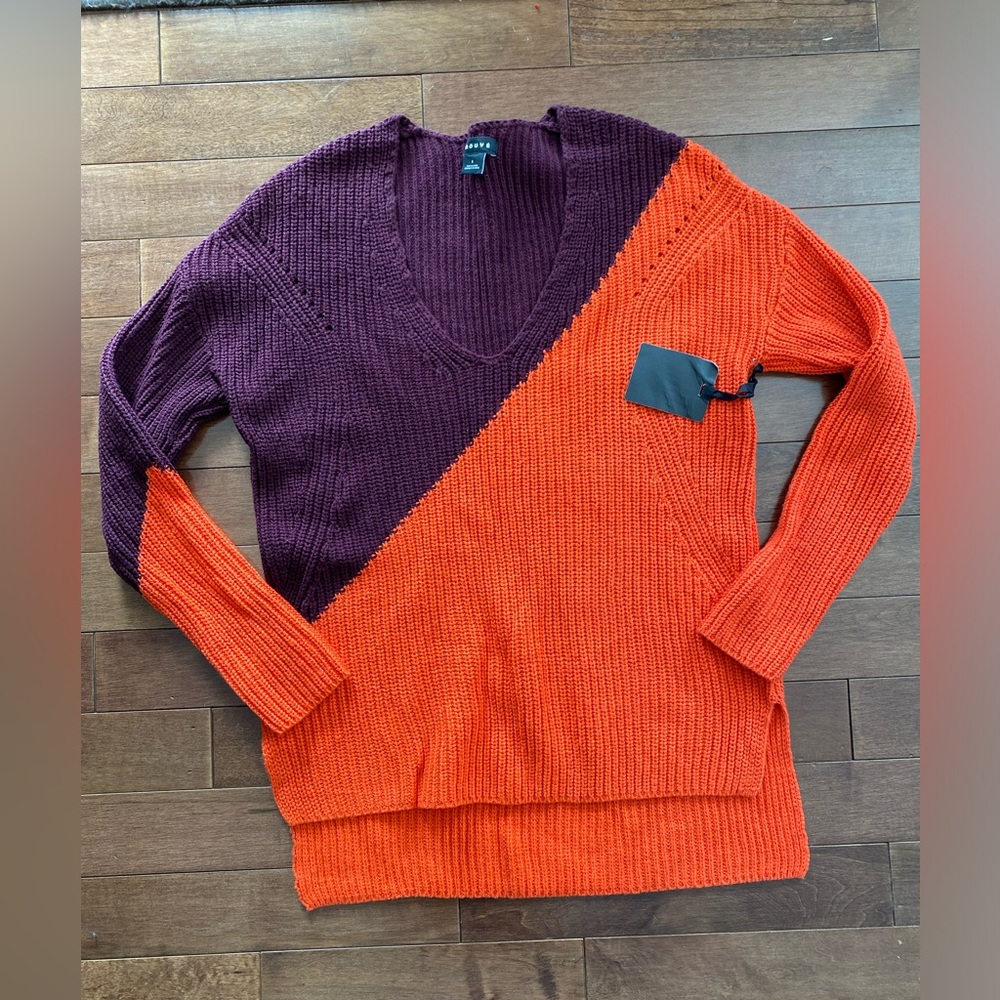 Trouve Purple & Orange Knit sweater womens sz Small